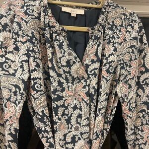 LOFT Floral Paisley dress in Navy and Pink